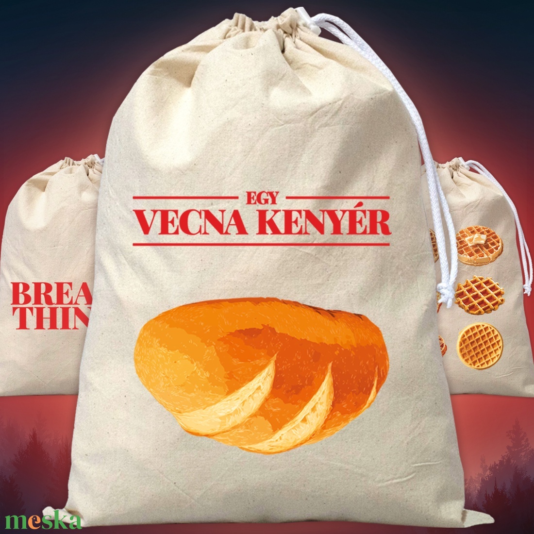 STRANGER THINGS - limitált kenyeres zsák kollekció - táska & tok - bevásárlás & shopper táska - kenyeres zsák - Meska.hu