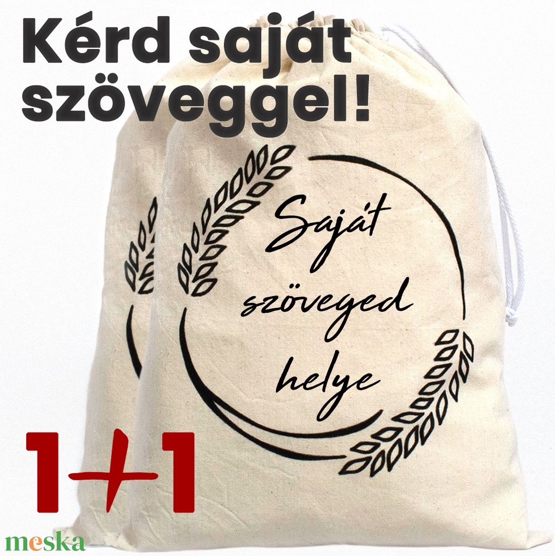 Saját szöveges, feliratos páros kenyeres zsák csomag - táska & tok - bevásárlás & shopper táska - kenyeres zsák - Meska.hu