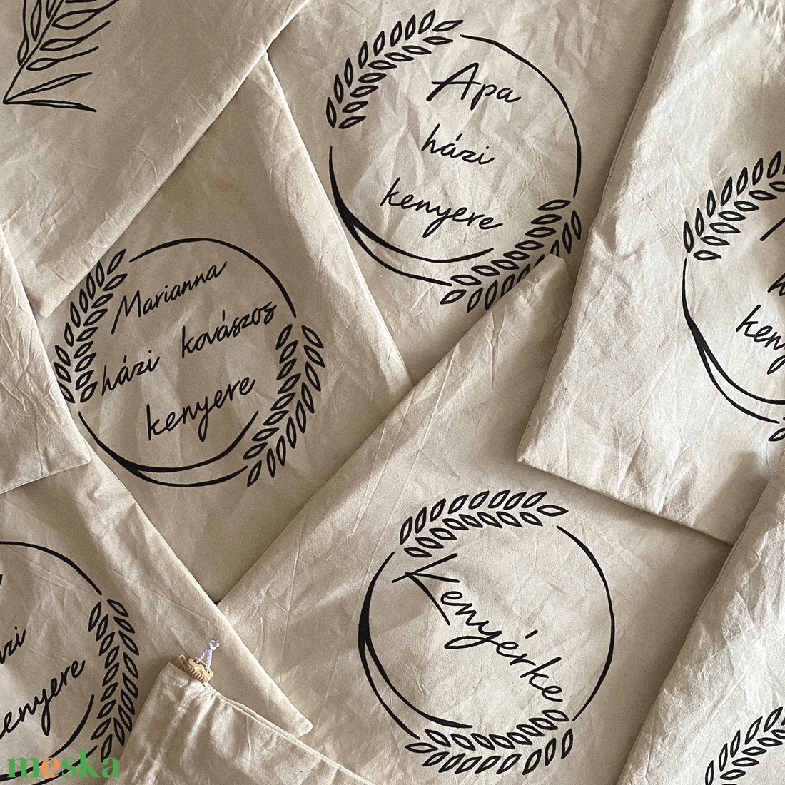 Saját szöveges, feliratos páros kenyeres zsák csomag - táska & tok - bevásárlás & shopper táska - kenyeres zsák - Meska.hu