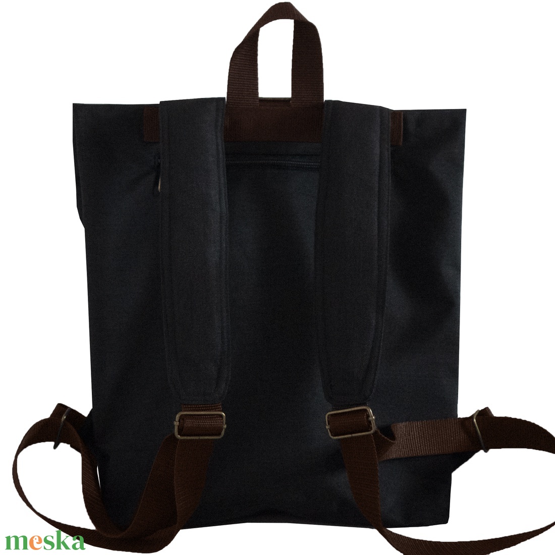 BASIC víz- és kopásálló barna és fekete roll top hátizsák - táska & tok - hátizsák - hátizsák - Meska.hu