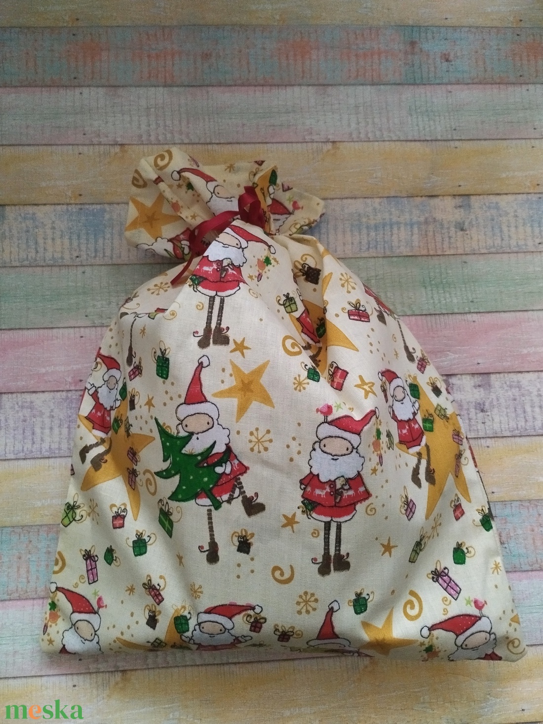 Mikulás mintás Mikulás zsák/ csomagoló - karácsony - mikulás - mikulás zsák - Meska.hu
