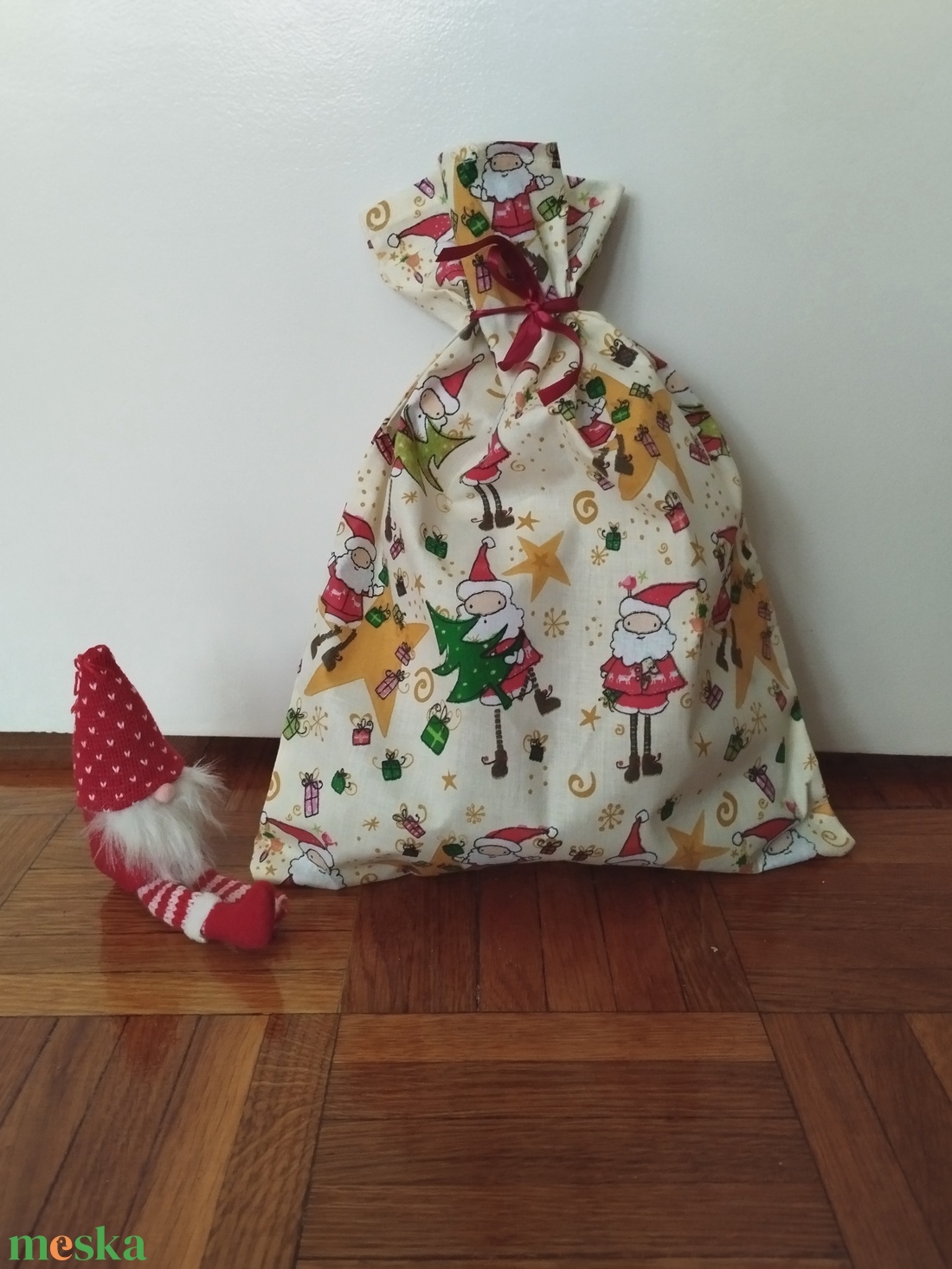 Mikulás mintás Mikulás zsák/ csomagoló - karácsony - mikulás - mikulás zsák - Meska.hu