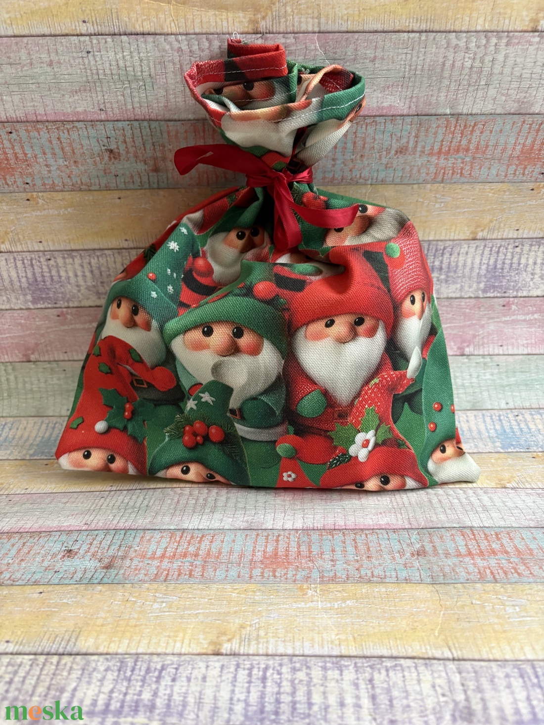 Téli manó mintás Mikulás zsák/ csomagoló - karácsony - mikulás - mikulás zsák - Meska.hu