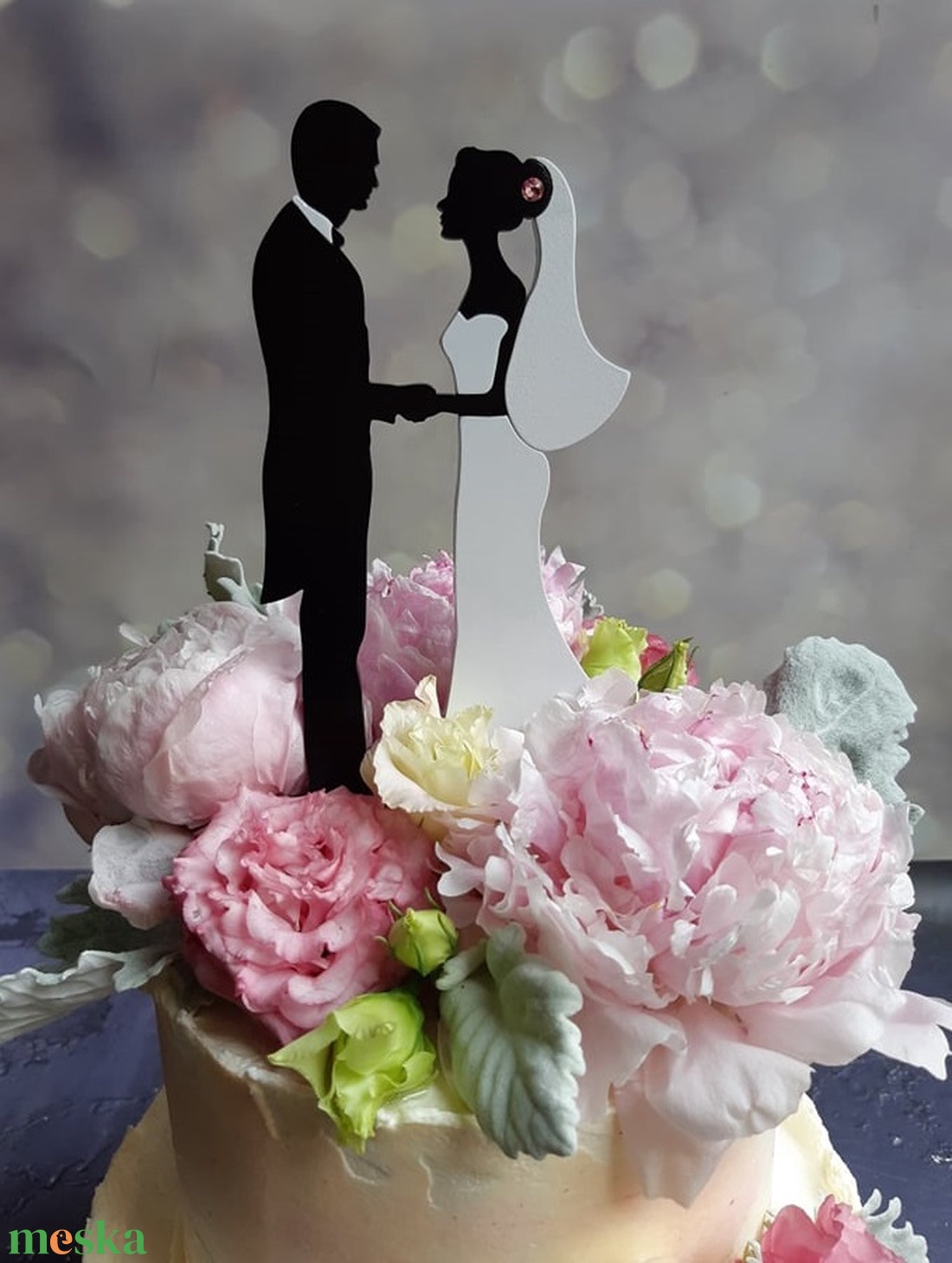 Nászpár esküvői tortadísz/csúcsdísz Menyasszony és vőlegény Esküvői dekoráció tortára  - esküvő - dekoráció - sütidísz - Meska.hu
