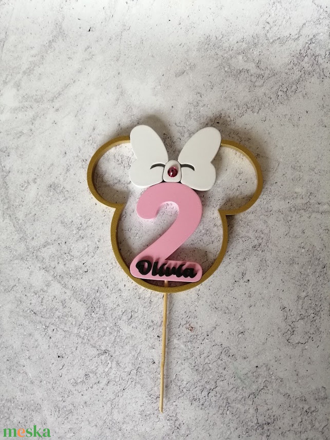 Kislány Minnie füles születésnapi tortadísz névvel / hűtőmágnes Torta dekoráció születésnapra Szülinapi tortadekoráció - otthon & életmód - konyhafelszerelés, tálalás - Meska.hu