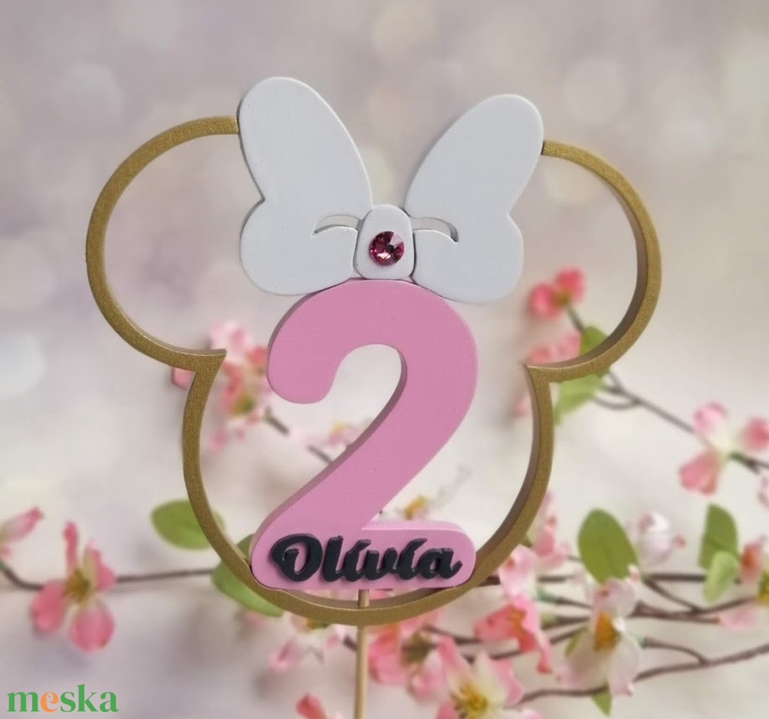 Kislány Minnie füles születésnapi tortadísz névvel / hűtőmágnes Torta dekoráció születésnapra Szülinapi tortadekoráció - otthon & életmód - konyhafelszerelés, tálalás - Meska.hu
