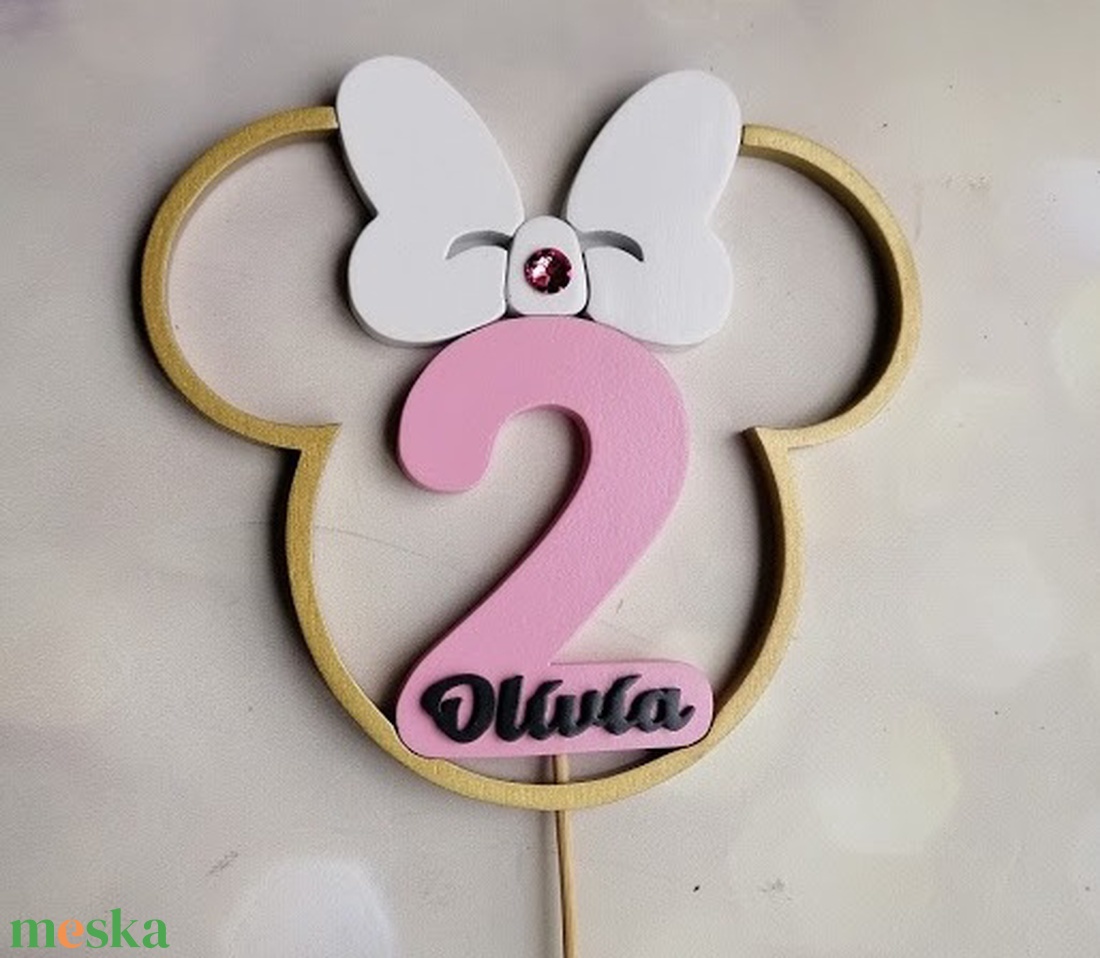 Kislány Minnie füles születésnapi tortadísz névvel / hűtőmágnes Torta dekoráció születésnapra Szülinapi tortadekoráció - otthon & életmód - konyhafelszerelés, tálalás - Meska.hu