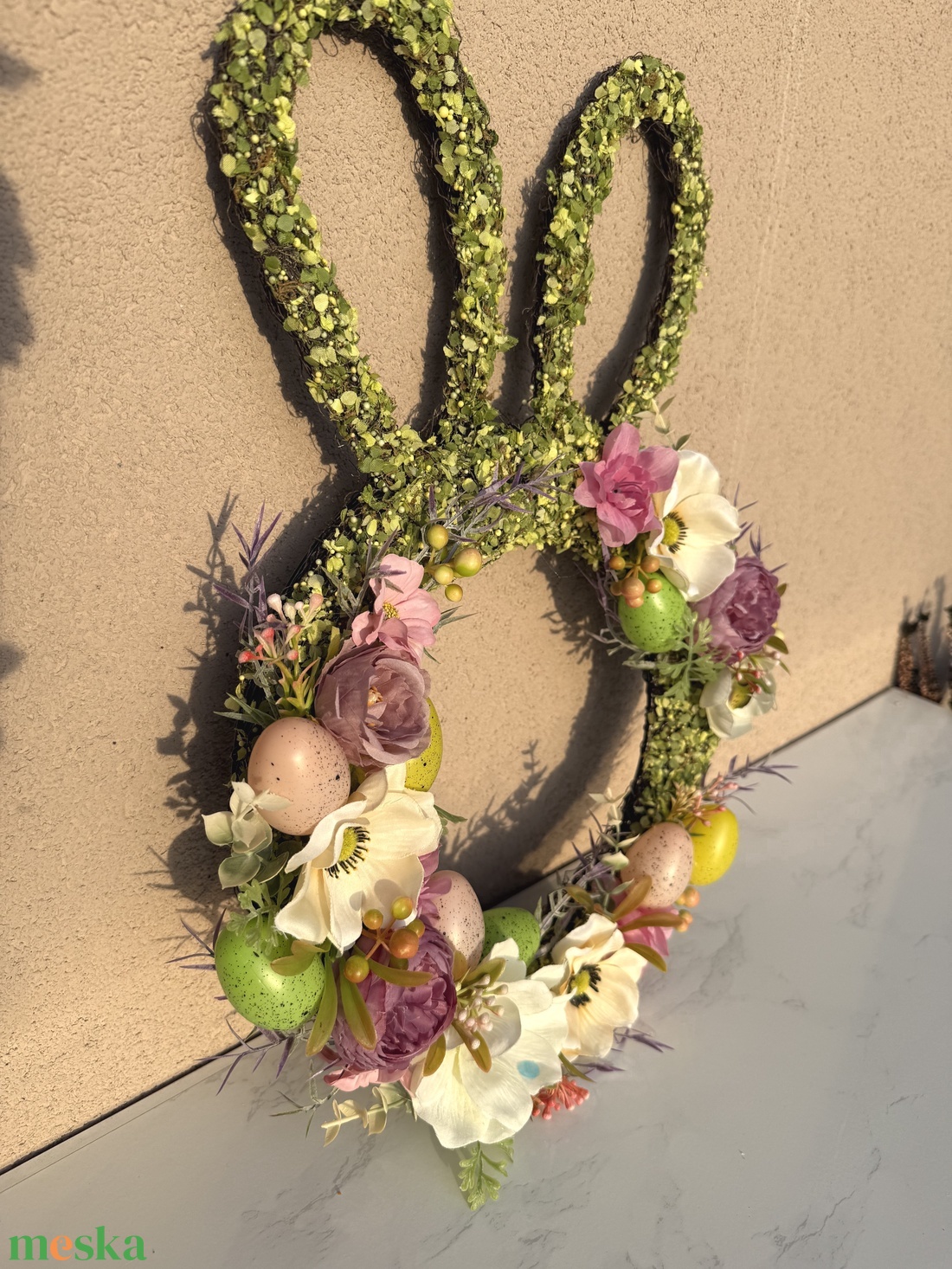 Húsvéti nyuszis ajtódísz, kopogtató, virágkoszorú - otthon & életmód - dekoráció - ajtó- és ablak dekoráció - ajtódísz & kopogtató - Meska.hu