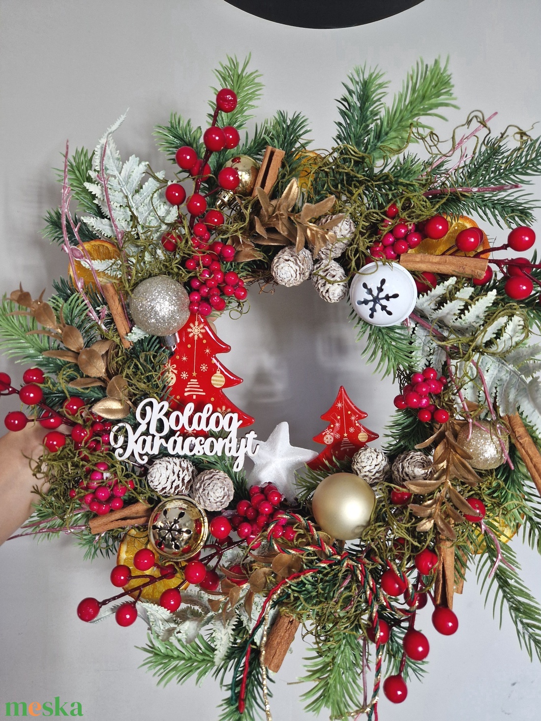 Karácsonyi fenyős ajtódísz kopogtató  - karácsony - adventi díszek - adventi ajtódísz - Meska.hu