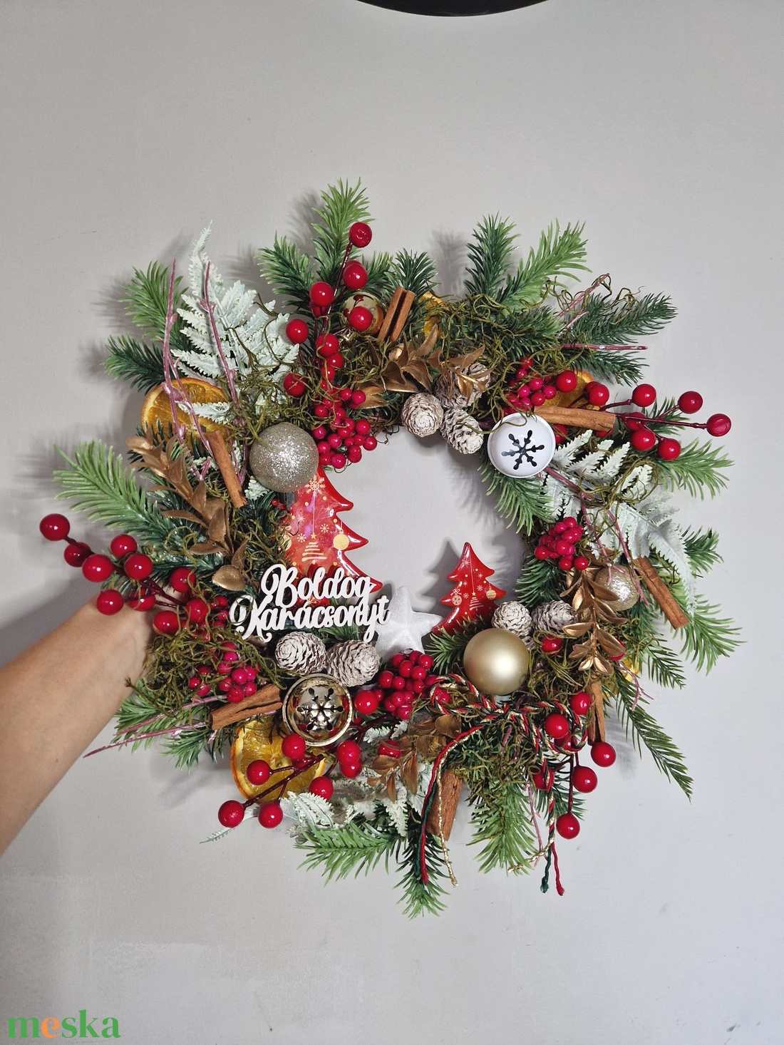 Karácsonyi fenyős ajtódísz kopogtató  - karácsony - adventi díszek - adventi ajtódísz - Meska.hu