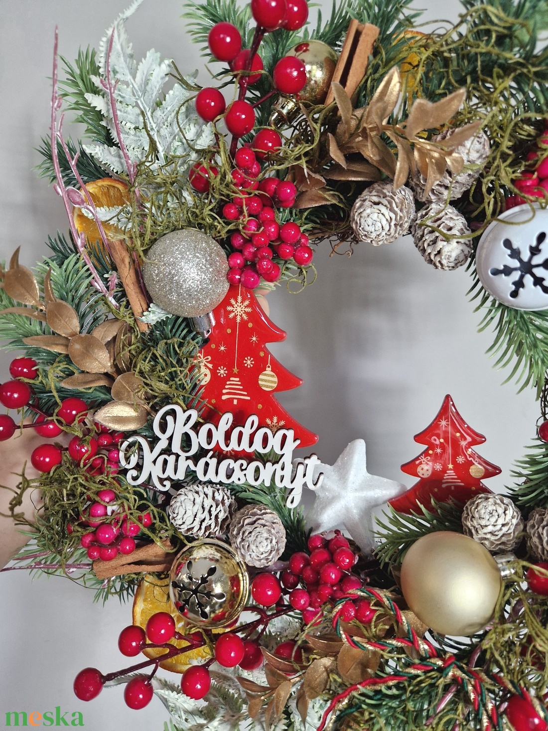 Karácsonyi fenyős ajtódísz kopogtató  - karácsony - adventi díszek - adventi ajtódísz - Meska.hu