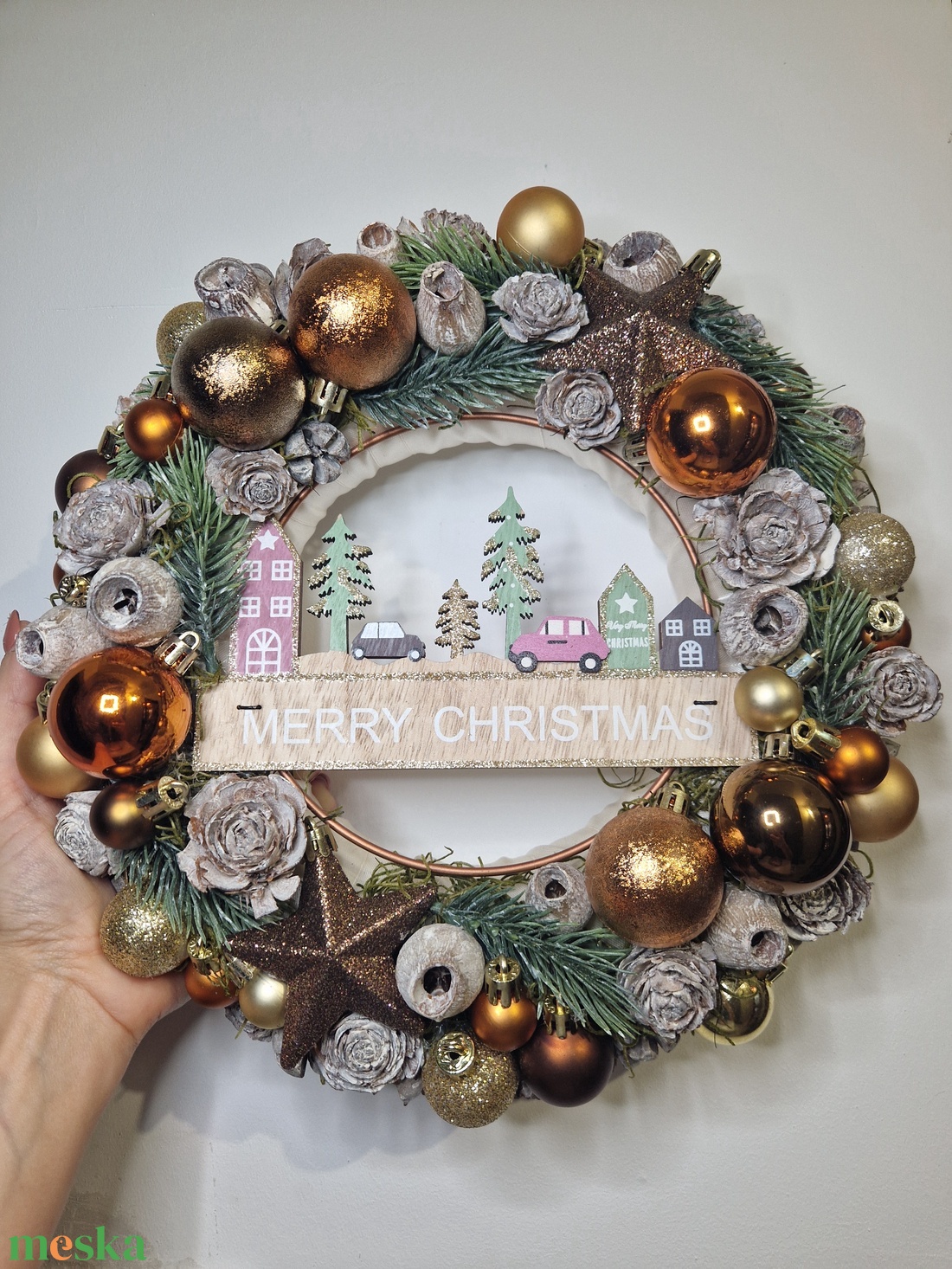 Karácsonyi ajtódísz kopogtató  - karácsony - adventi díszek - adventi ajtódísz - Meska.hu