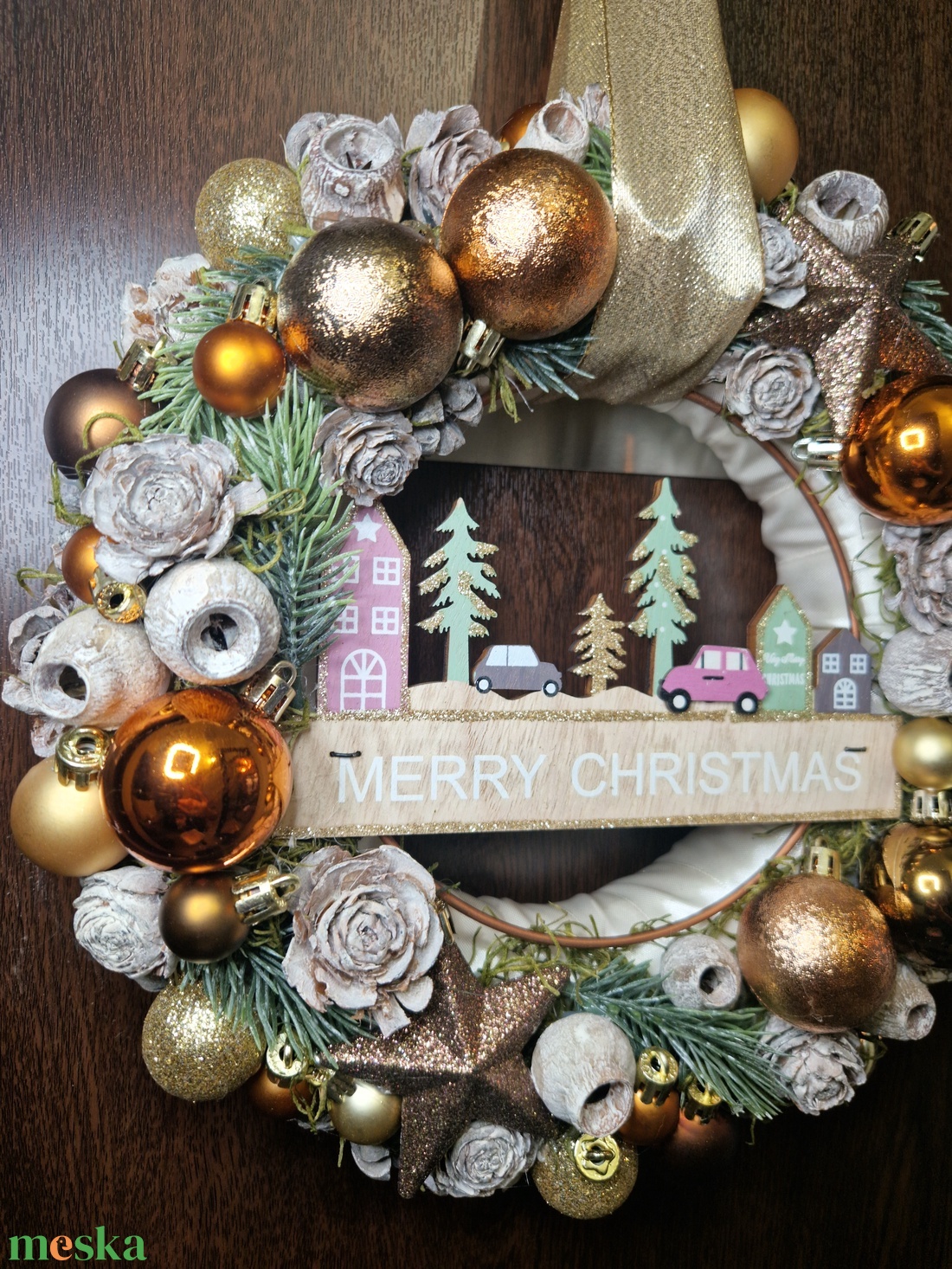 Karácsonyi ajtódísz kopogtató  - karácsony - adventi díszek - adventi ajtódísz - Meska.hu