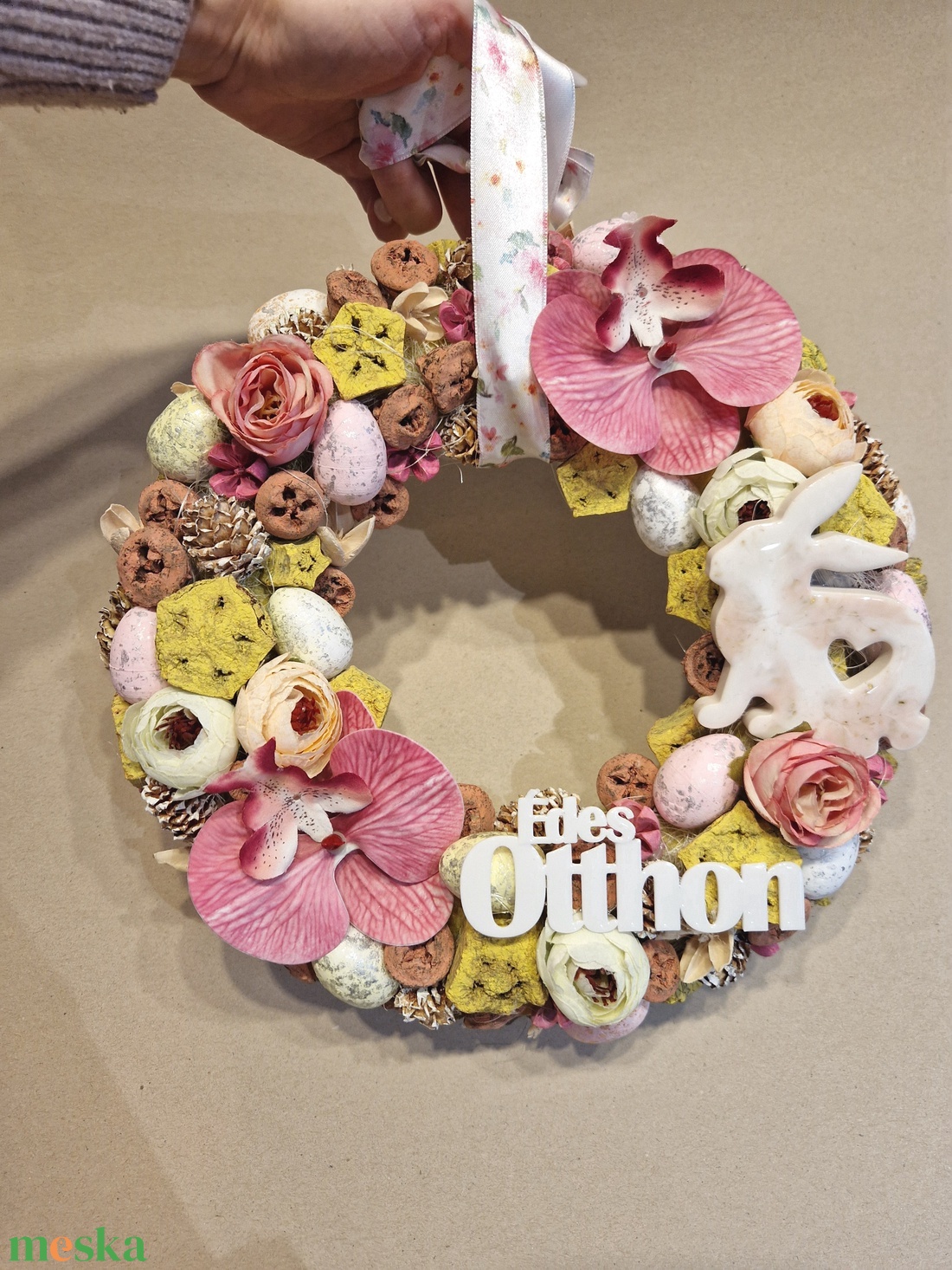 Tavaszi ajtódísz, kopogtató, virágkoszorú,  - otthon & életmód - dekoráció - ajtó- és ablak dekoráció - ajtódísz & kopogtató - Meska.hu