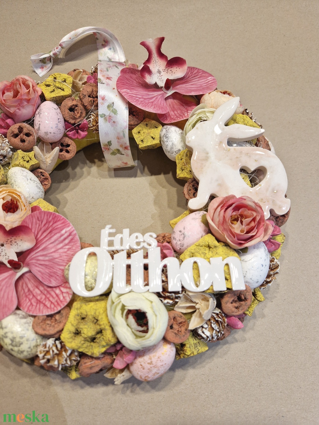 Tavaszi ajtódísz, kopogtató, virágkoszorú,  - otthon & életmód - dekoráció - ajtó- és ablak dekoráció - ajtódísz & kopogtató - Meska.hu