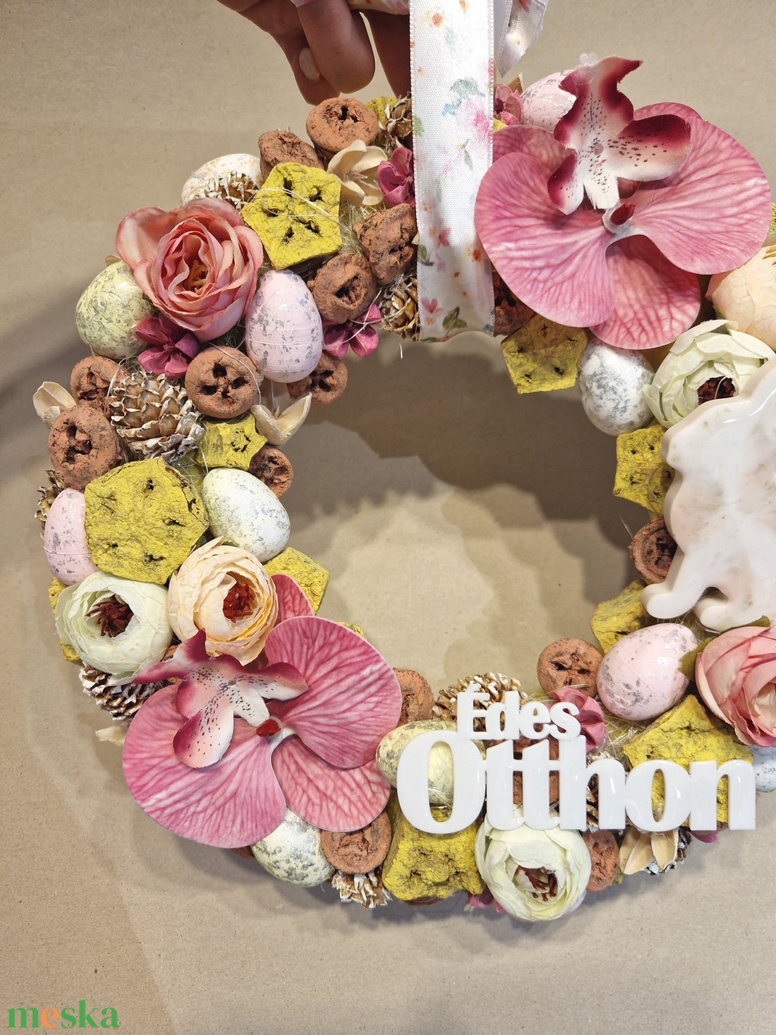 Tavaszi ajtódísz, kopogtató, virágkoszorú,  - otthon & életmód - dekoráció - ajtó- és ablak dekoráció - ajtódísz & kopogtató - Meska.hu