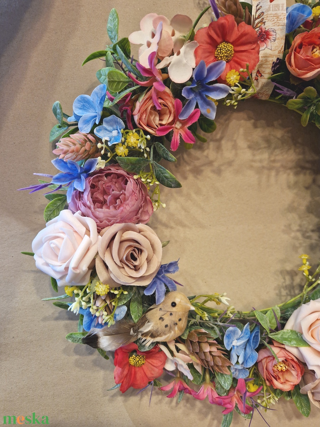 Nyári őszi ajtódísz, kopogtató, virágkoszorú - otthon & életmód - dekoráció - ajtó- és ablak dekoráció - ajtódísz & kopogtató - Meska.hu