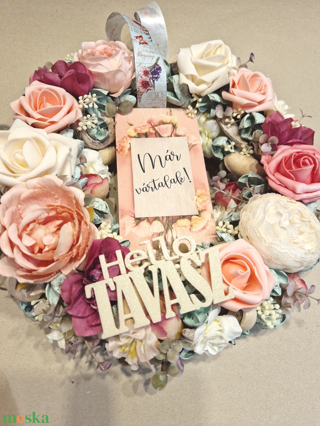 Ajtódísz, kopogtató, virágkoszorú - otthon & életmód - dekoráció - ajtó- és ablak dekoráció - ajtódísz & kopogtató - Meska.hu