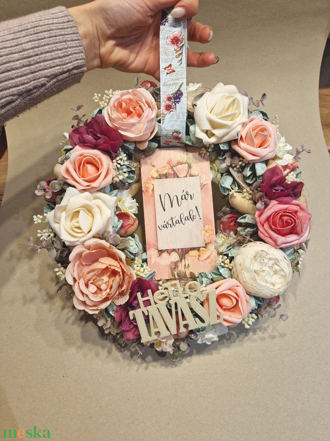 Ajtódísz, kopogtató, virágkoszorú - otthon & életmód - dekoráció - ajtó- és ablak dekoráció - ajtódísz & kopogtató - Meska.hu