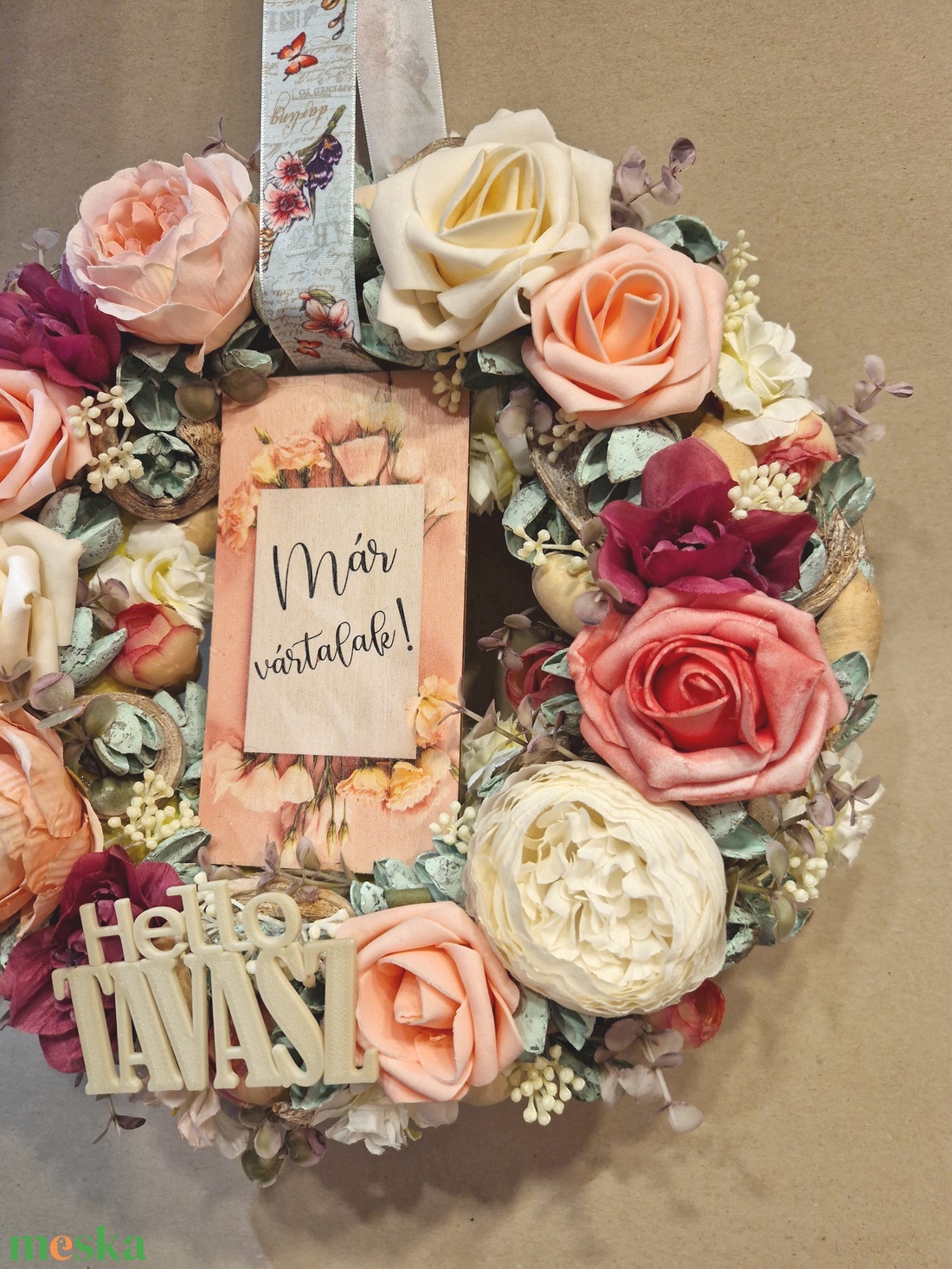 Ajtódísz, kopogtató, virágkoszorú - otthon & életmód - dekoráció - ajtó- és ablak dekoráció - ajtódísz & kopogtató - Meska.hu