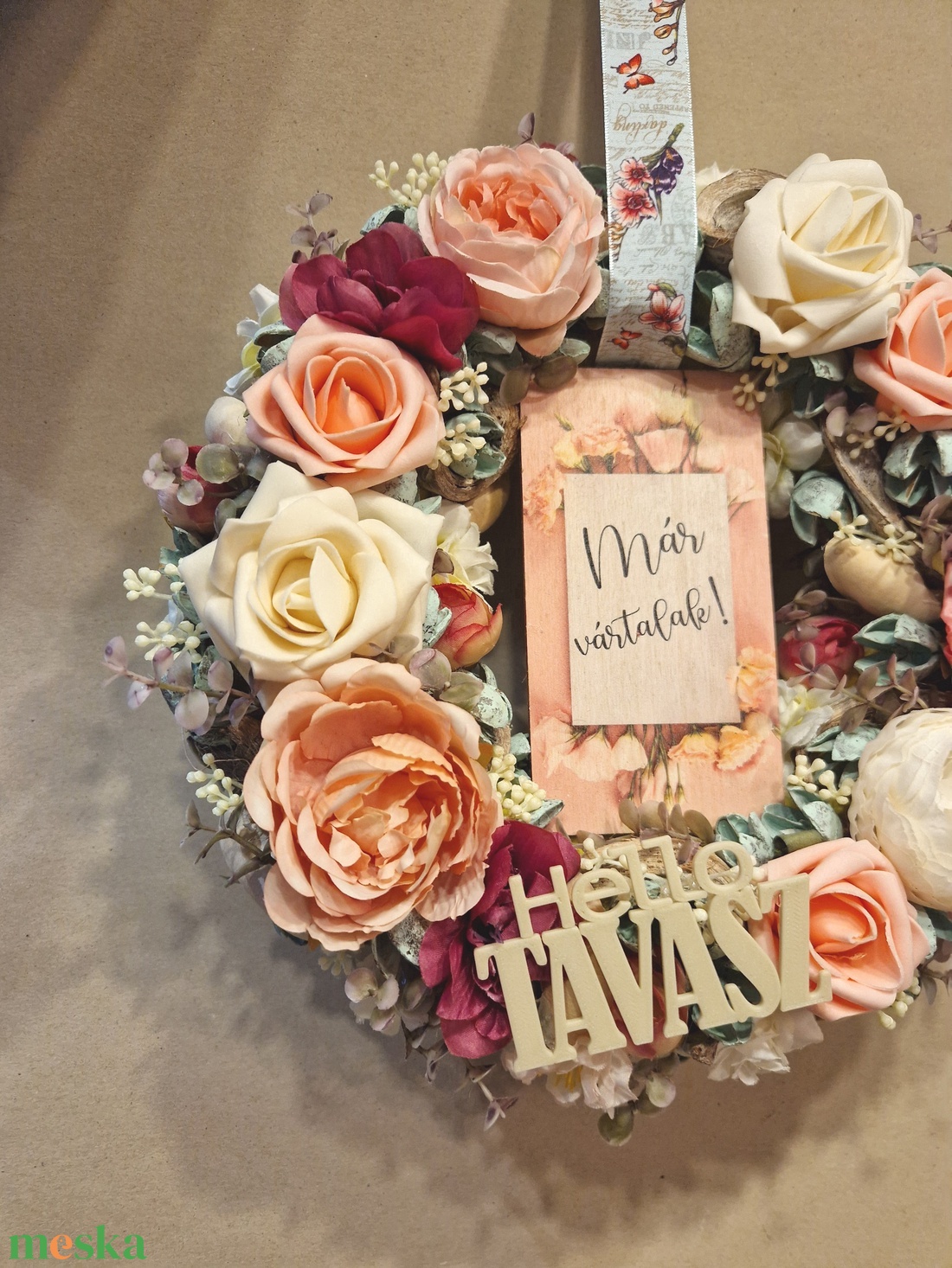 Ajtódísz, kopogtató, virágkoszorú - otthon & életmód - dekoráció - ajtó- és ablak dekoráció - ajtódísz & kopogtató - Meska.hu