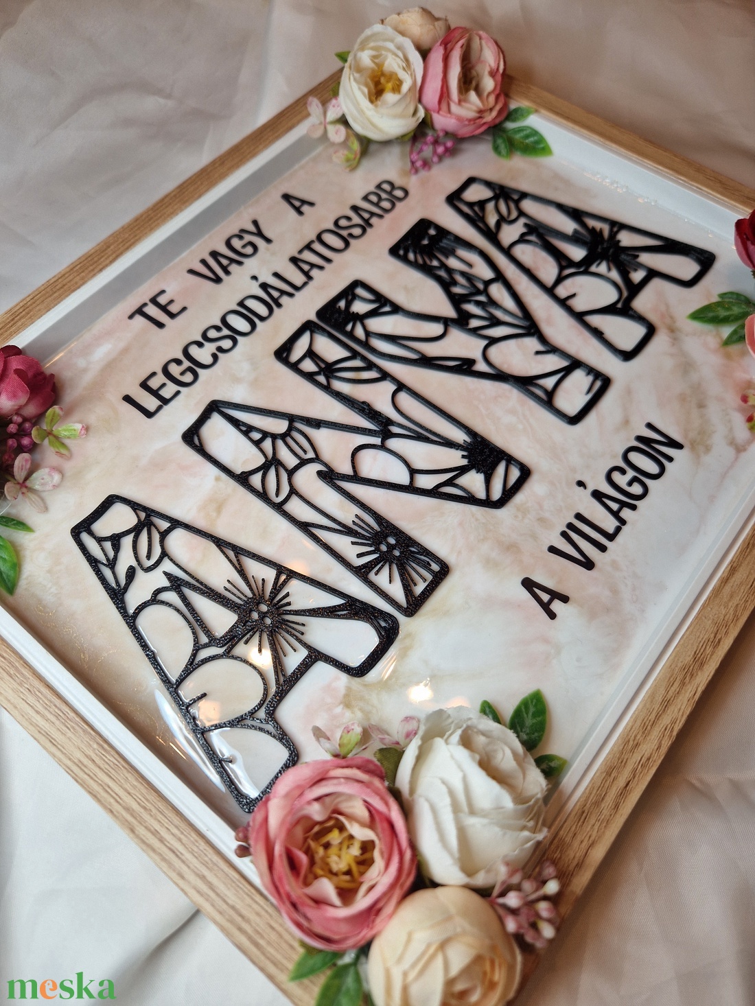 Anyák napi, köszöntő, szülőköszöntő keret epoxyval - esküvő - emlék & ajándék - szülőköszöntő ajándék - Meska.hu