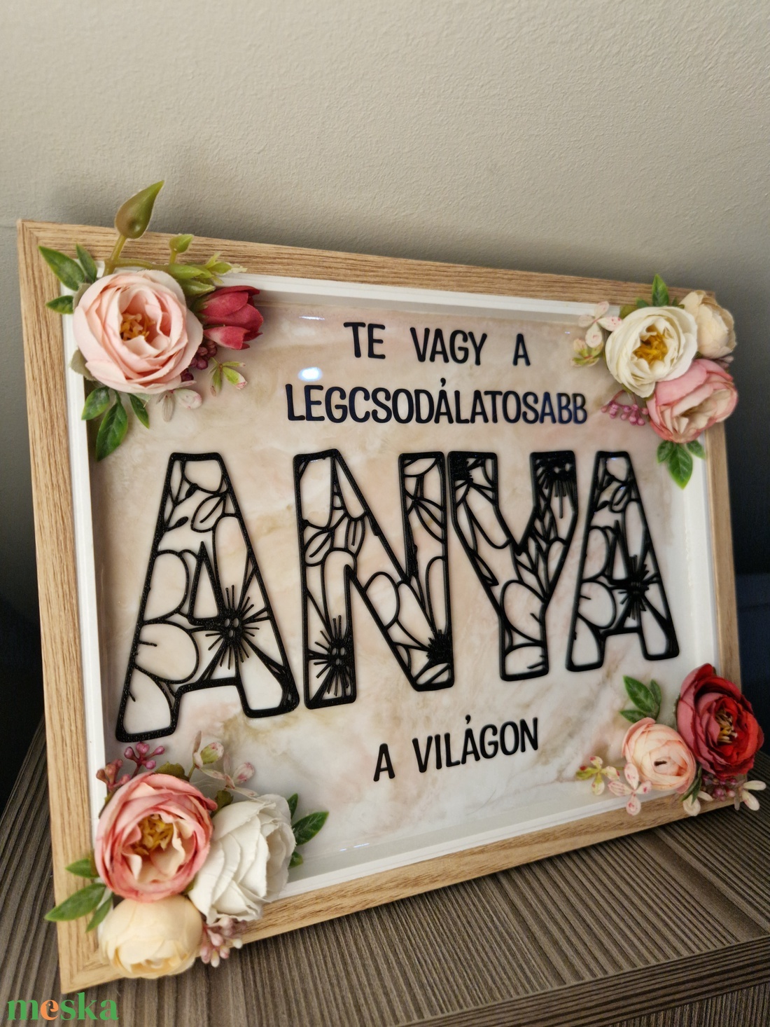 Anyák napi, köszöntő, szülőköszöntő keret epoxyval - esküvő - emlék & ajándék - szülőköszöntő ajándék - Meska.hu