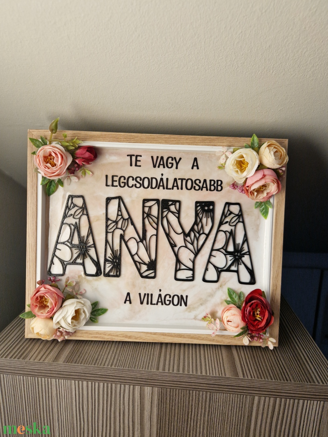 Anyák napi, köszöntő, szülőköszöntő keret epoxyval - esküvő - emlék & ajándék - szülőköszöntő ajándék - Meska.hu