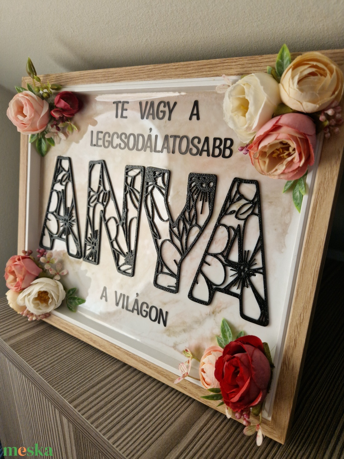 Anyák napi, köszöntő, szülőköszöntő keret epoxyval - esküvő - emlék & ajándék - szülőköszöntő ajándék - Meska.hu