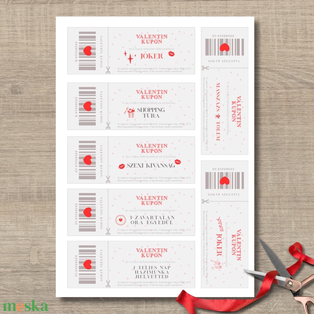 Letölthető Valentin-napi kupongyűjtemény - személyre szabható feliratokkal - művészet - grafika & illusztráció - digitális - Meska.hu