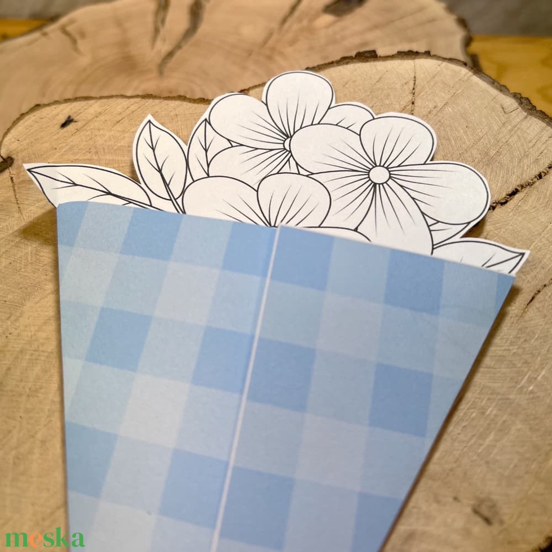 Anyák napi virágcsokor formájú színező (kék) - digitális, letölthető - művészet - grafika & illusztráció - digitális - Meska.hu