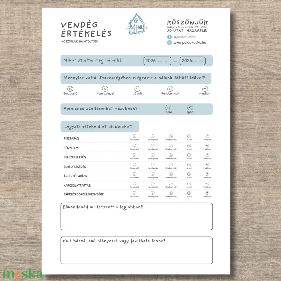 Letölthető - vendégház házirend + vendégvélemény bekérő lap - digitális, nyomtatható  - művészet - grafika & illusztráció - digitális - Meska.hu
