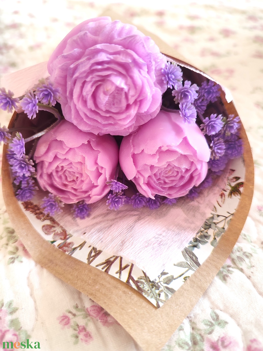 Peony - bazsarózsa csokor - otthon & életmód - gyertya, illat, aroma - gyertya - Meska.hu