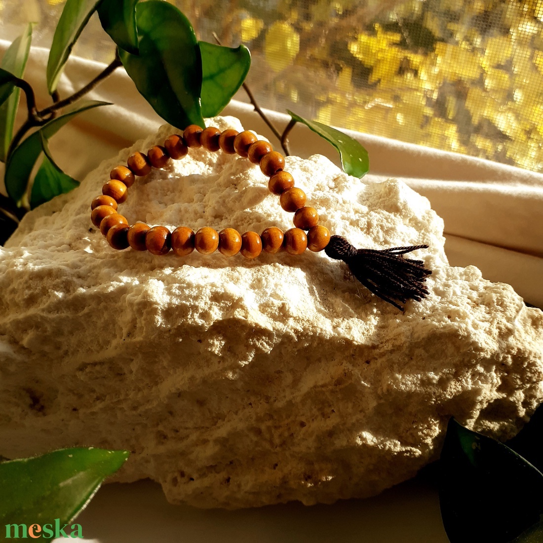 Gyömbér fa mala karkötő  a belső stabilitásért - otthon & életmód - dekoráció - spiritualitás - mala - Meska.hu