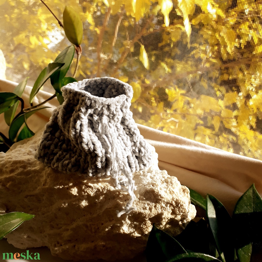 Puha szürke zsenília zsák  az otthonos gondoskodás hangja - otthon & életmód - dekoráció - spiritualitás - mala - Meska.hu