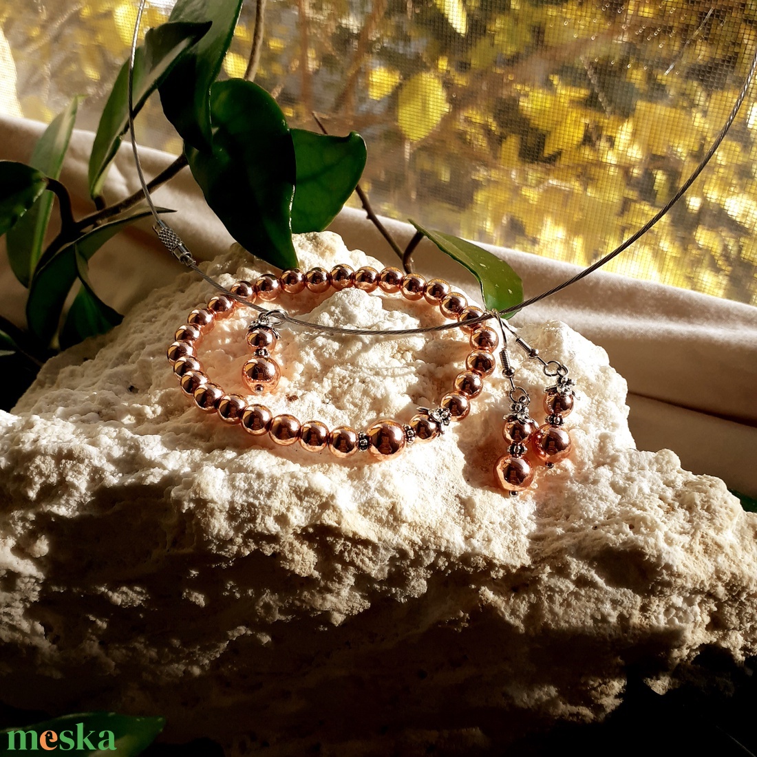 Rosegold Kisasszony Hematit szett  a finom elegancia és önbizalom hangja - ékszer - ékszerszett - Meska.hu