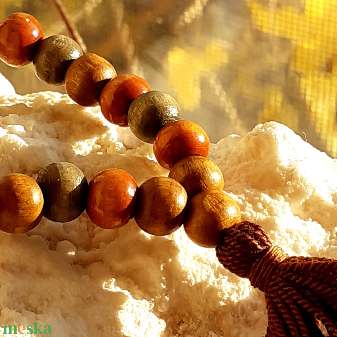 Őszi Hangulat  27 szemes fa mala középbarna bojttal - otthon & életmód - dekoráció - spiritualitás - mala - Meska.hu