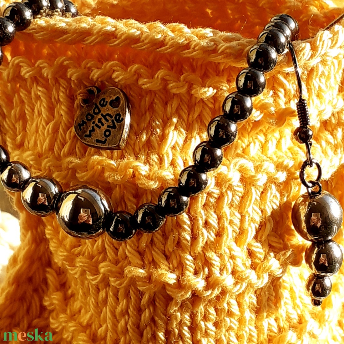 Mézfény  kézzel kötött-horgolt pamut ékszerdoboz - ékszer - ékszertartó - ékszerdoboz - Meska.hu