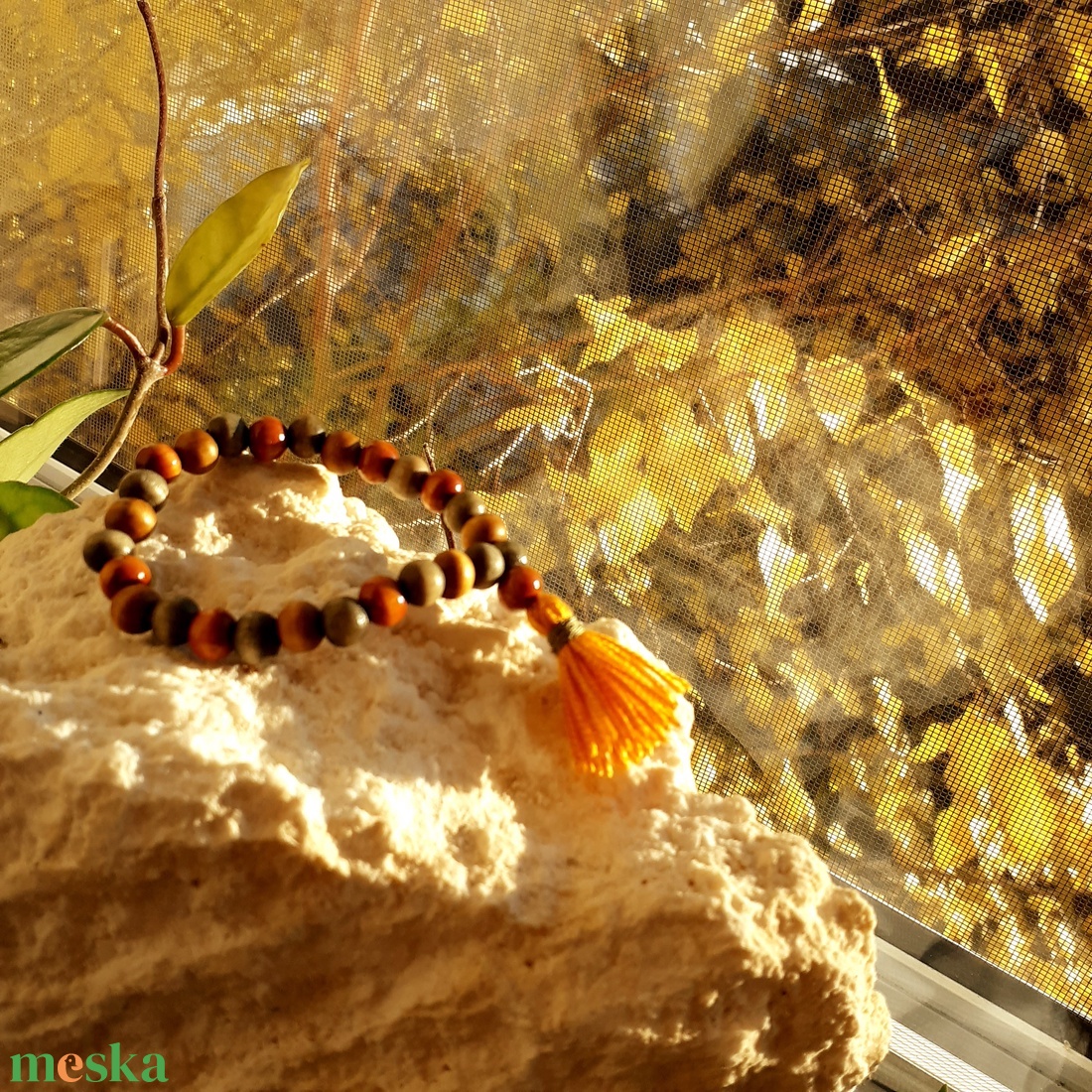 Aranyló Nap fa mala karkötő  a derűért - otthon & életmód - dekoráció - spiritualitás - mala - Meska.hu