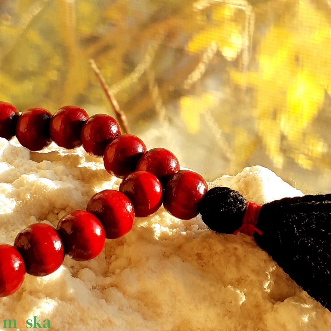 Bordó Lélekfény fa mala karkötő  a bátorságért - otthon & életmód - dekoráció - spiritualitás - mala - Meska.hu