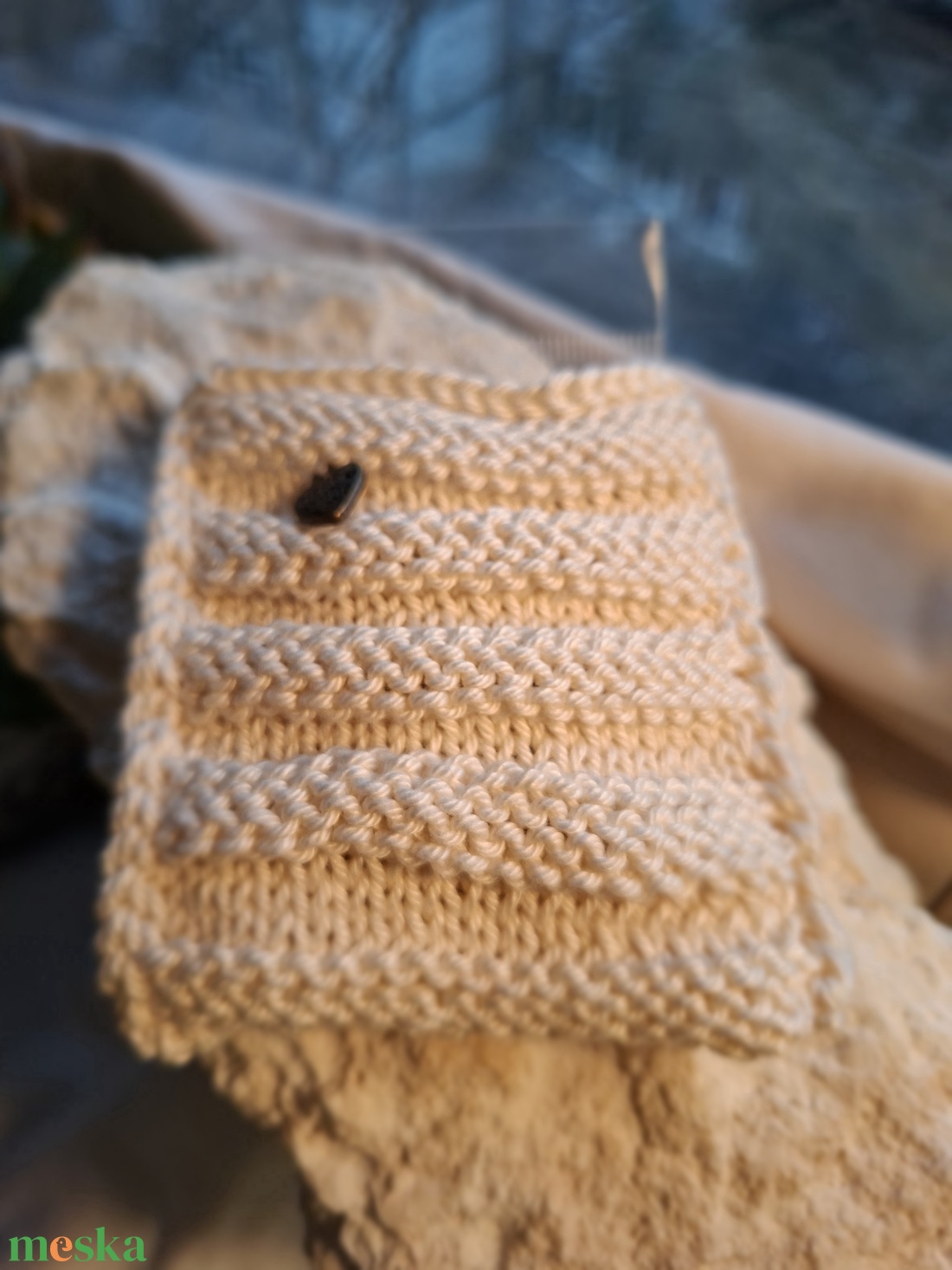 Zsákbamacska � Pamut ékszertartó meglepetés fülbevalóval Derűhullám - ékszer - fülbevaló - lógó fülbevaló - Meska.hu