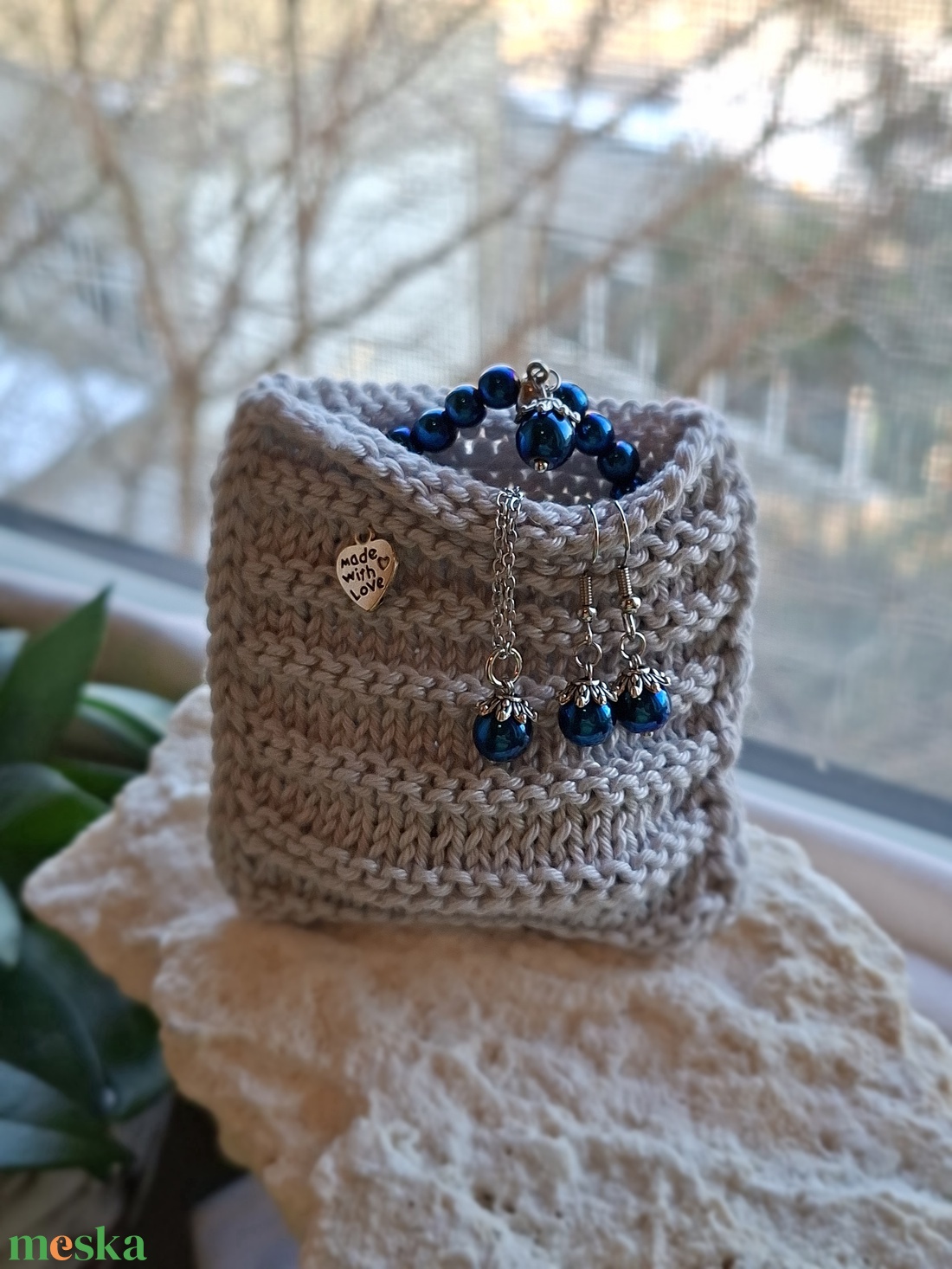 Éjkék Hematit Ásvány Ékszerszett Kézműves Szütyőben � Elegáns Ajándékcsomag - ékszer - ékszerszett - Meska.hu