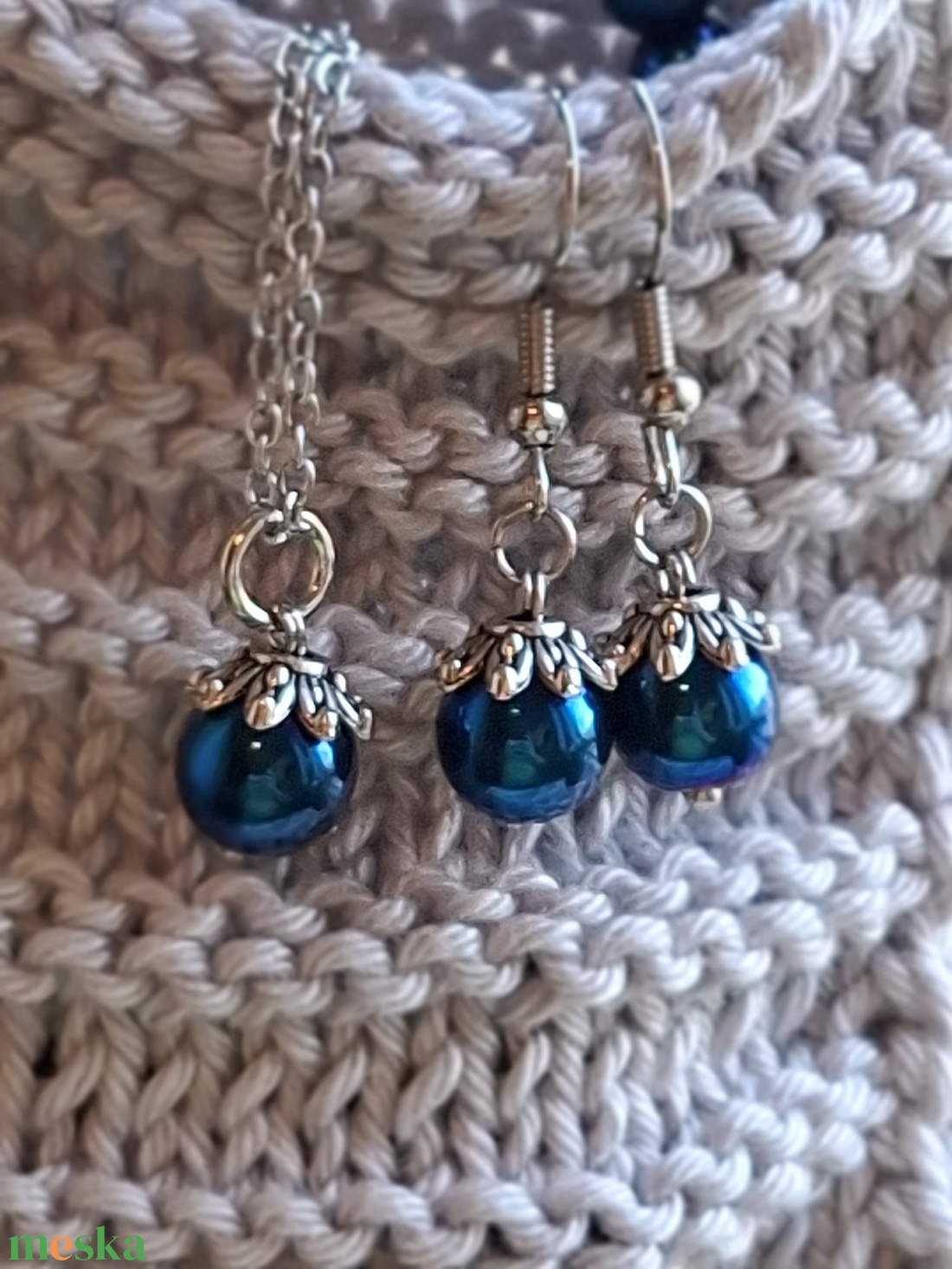 Hematit ékszerszett (karkötő, fülbevaló, medál) � Kék Nyugalom - ékszer - ékszerszett - Meska.hu