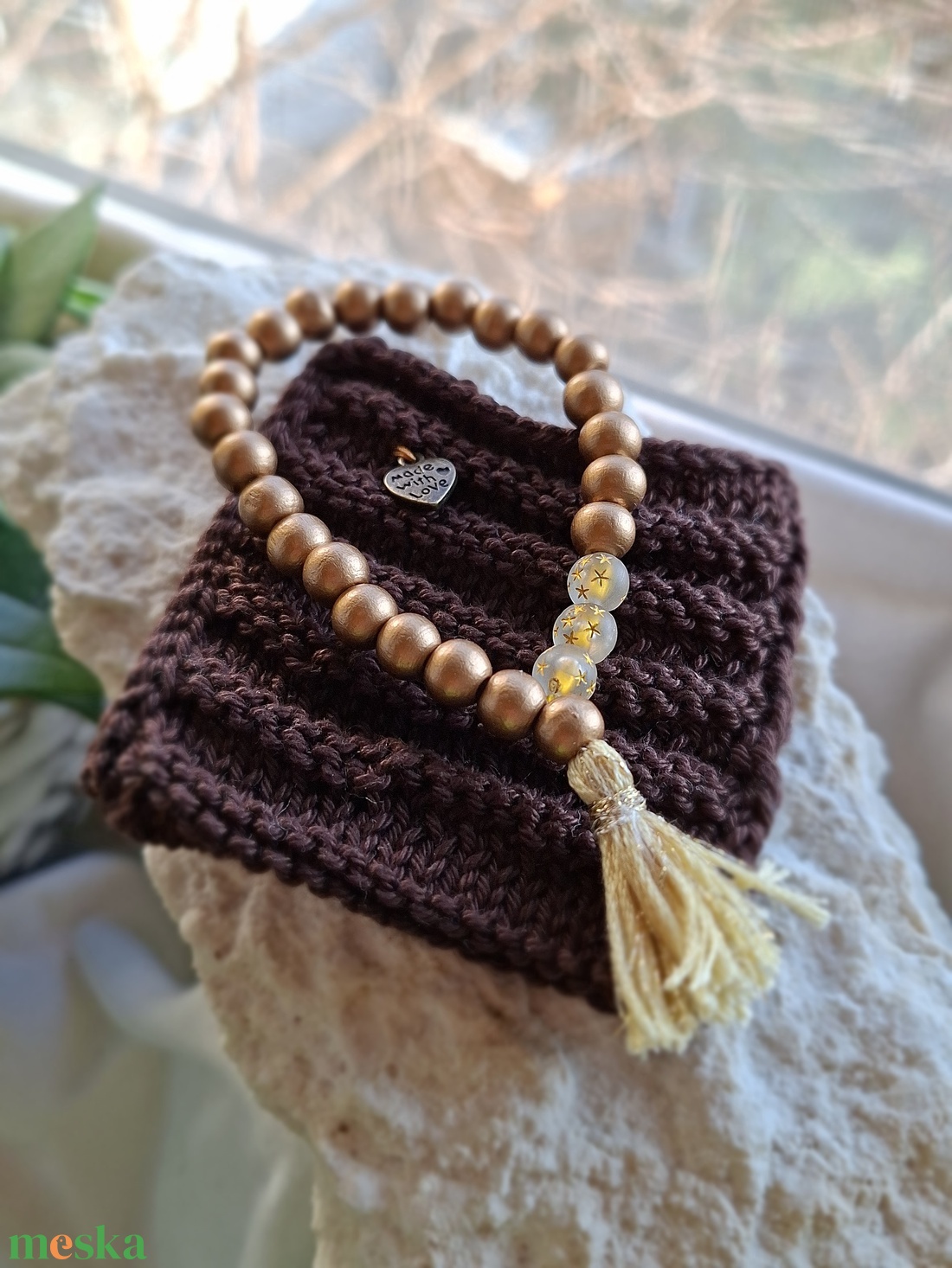 27 szemes fa mala karkötő � Arany színű (8mm) - otthon & életmód - dekoráció - spiritualitás - mala - Meska.hu