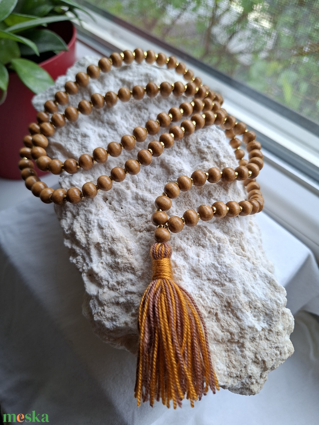 108 szemes meditációs mala szett � Csendes Föld / Karamell (8mm) - otthon & életmód - dekoráció - spiritualitás - mala - Meska.hu