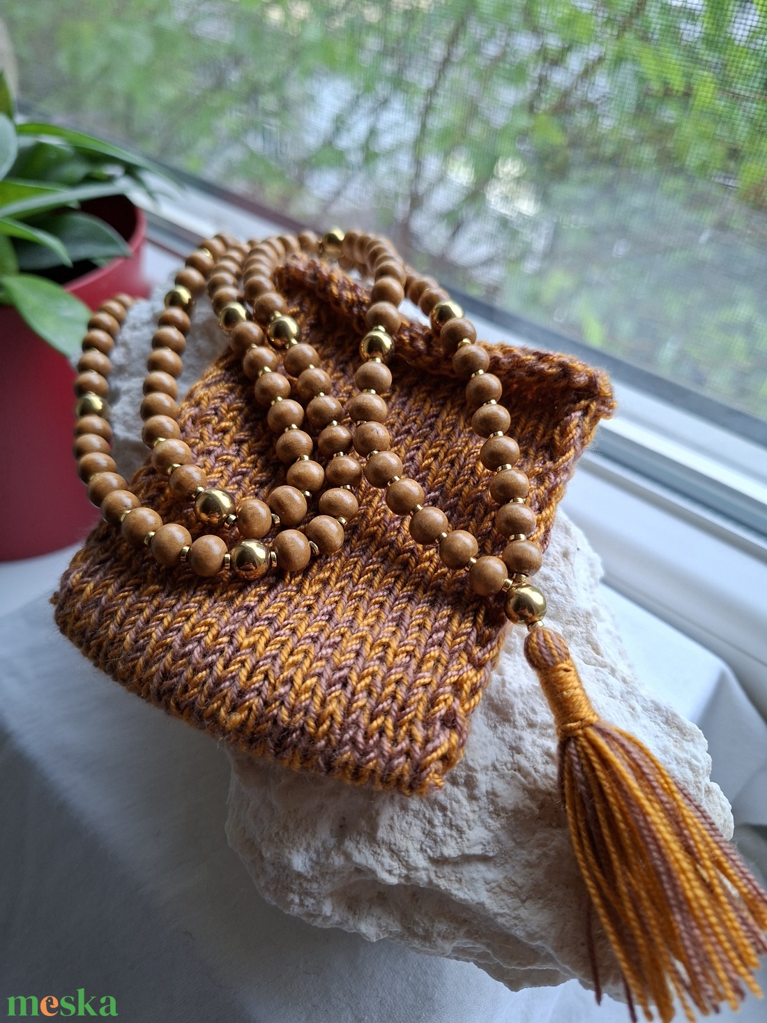 108 szemes meditációs mala szett � Csendes Föld / Arany Karamell (8mm) - otthon & életmód - dekoráció - spiritualitás - mala - Meska.hu