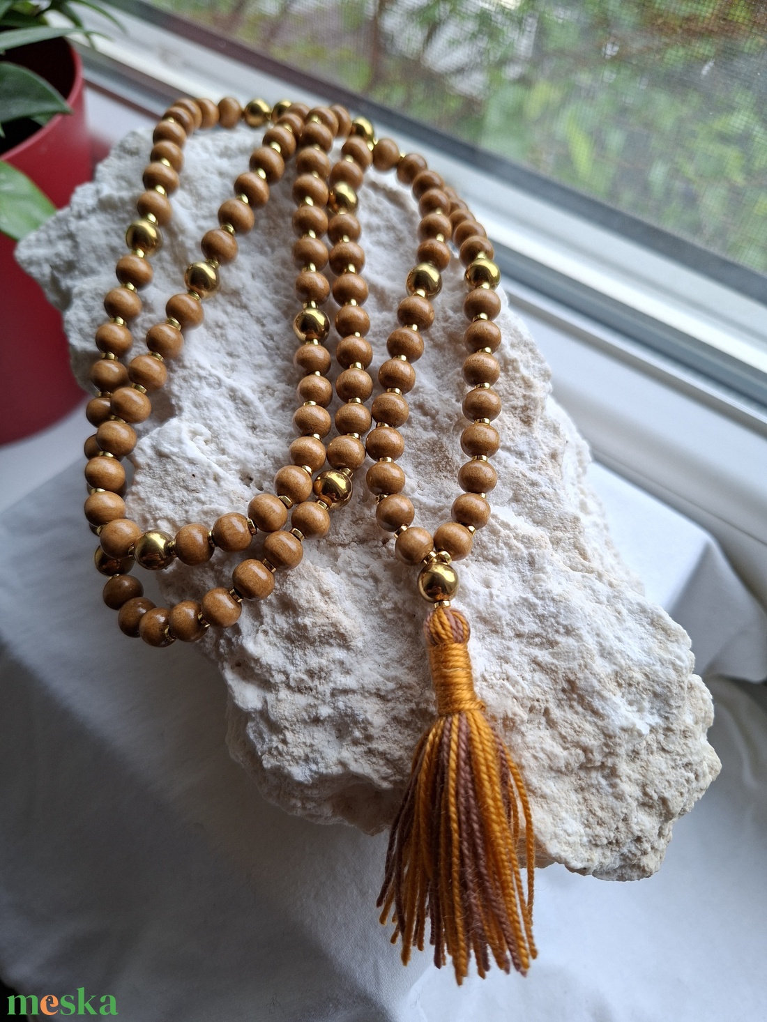 108 szemes meditációs mala szett � Csendes Föld / Arany Karamell (8mm) - otthon & életmód - dekoráció - spiritualitás - mala - Meska.hu