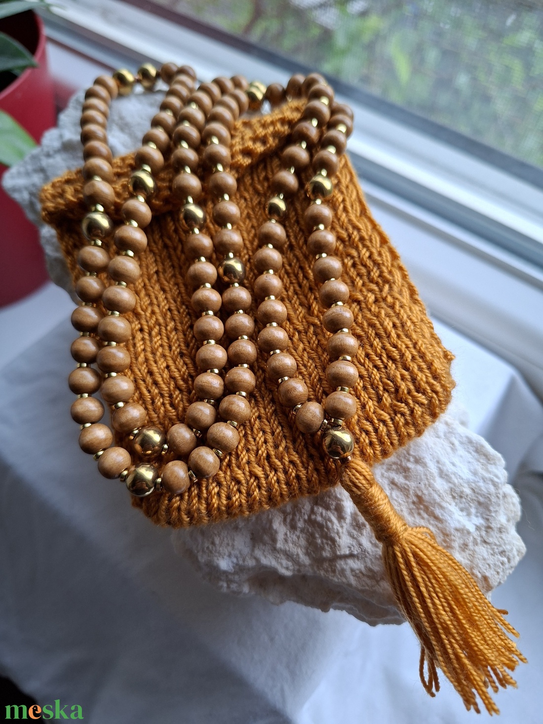 108 szemes meditációs mala szett � Csendes Föld / Okkerfény (8mm) - otthon & életmód - dekoráció - spiritualitás - mala - Meska.hu