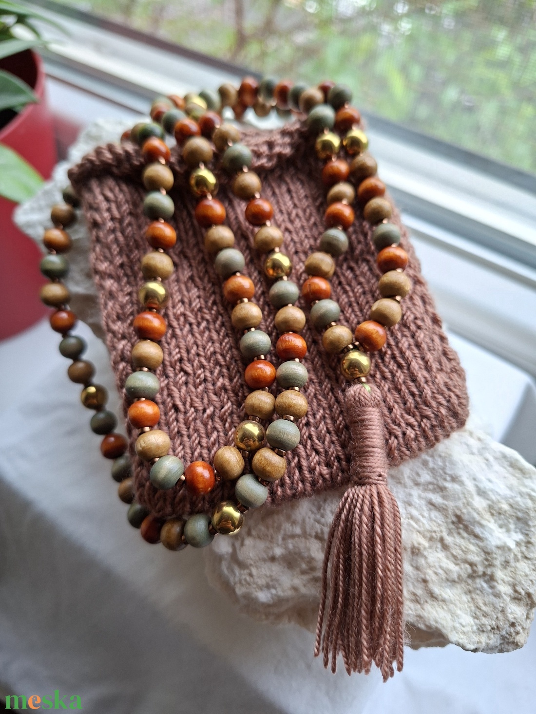 108 szemes meditációs mala szett � Csendes Föld / Avartűz (8mm) - otthon & életmód - dekoráció - spiritualitás - mala - Meska.hu