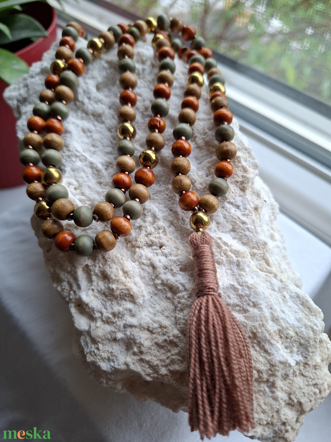 108 szemes meditációs mala szett � Csendes Föld / Avartűz (8mm) - otthon & életmód - dekoráció - spiritualitás - mala - Meska.hu